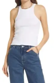 Nordstrom BP White Racerback Tank Top Size S New With Tags