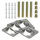 4 Set Leg Fixing Mounting Plate Level Metal Dowel Screws For Wooden Chair Table