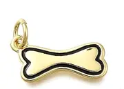 KitBeads 10Pcs Gold Plated Dog Bone Charms Brass Puppy Collar Pet Charm Pendants for Jewelry Making Bracelets Earrings Crafts Bulk, Brass, No Gemstone