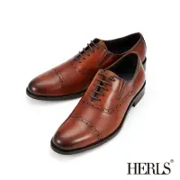 在飛比找momo購物網優惠-【HERLS】男鞋系列-全真皮橫飾沖孔紳士牛津鞋(棕色)