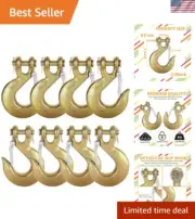 3/8" Clevis Slip Hook Set with Spring-Loaded Safety Latch - For Trailer Towing