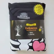 Kids Two 2 Piece Halloween Pajama Set Large 10 12 Skeleton Long Sleeve Pants PJs