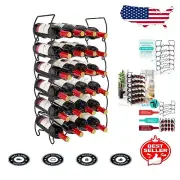 Elegant 6-Tier Stackable Wine Rack – Holds 24 Bottles in Classic Black Metal