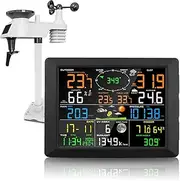 Weather Station, Professional 9-in-1 Wireless Weather Station, Outdoor Solar-Powered Sensor with 100M Transmission, Temperature Humidit/Wind Speed/Rainfall Detection,Home Garden Weather Forecast
