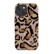 For iPhone 15 Tough Case Compatible with MagSafe Leopard Pattern
