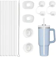 Straw Spill Stopper Cover Accessories for Stanley Cup 40 oz 30 oz Quencher, Tumbler Accessories of 6 Straw Replacement with Cleaning Brush, 4 Leak Sproof Plug, 2 Silicone Cover Cap for Stanley