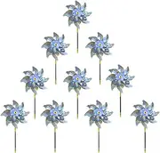 Bird Blinder Repellent PinWheels - 10 Pack Reflective Pinwheels with Stakes, Extra Sparkly Pinwheel for Garden Decor, Bird Devices Deterrent to Scare Birds Away from Yard Patio Farm