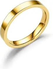 [Generic] 3mm Gold Filled Rings for Women Stacking Stackable Band Thumb Pointer Finger Plain Ring