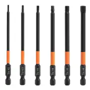 6pcs 100mm Hex Head Allen Wrench Drill Bits S2 Steel Hex Bits Set 1/4 Inch Qu...