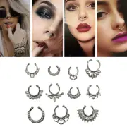 1Set Unisex Fake Septum Clicker Nose Ring Non Piercing Hangers Clip On Jewe FD