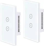 [UseeLink] WiFi Smart Light Switch 2Gang Glass Touch Screen Remote Control Timer Family Share to View 118 * 72 * 39mm Size Neutral Wire is Required Compatible with Alexa Google Assistant SAA Certified