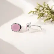 Rose Chalcedony Gemstone 925 Sterling Silver Handmade Jewelry Cufflinks For Him