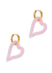 Sandralexandra Heart of Glass 18kt Gold-plated Hoop Earrings - Light Pink - One Size One Size