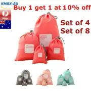 4/8PCS Travel Pouch Storage Bag Waterproof Laundry Shoe Portable Tote Drawstring