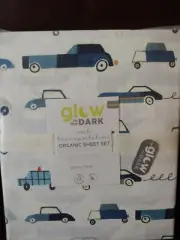 Pottery Barn Kids Noah Transportation glow in the dark QUEEN sheet truck car