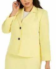 Kasper Sunburst 2 Button Crepe Jacket, Sunburst, Size 24W