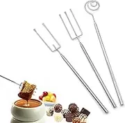 Raheem Set of 3 Chocolate Chocolate Forks Stainless Steel Chocolate Fork Candy Fondue Fork Chocolate Cutlery Fork for Handmade Chocolates, Sweets, Chocolates, Truffle Chocolate Fork Set with Grid