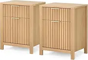 ALFORDSON 2X Modern Bedside Table 2 Drawers,Stylish Wave Series, 50x 38x 63cm, Scandinavian Nightstand Side Storage Cabinet, 15mm Thick Board, for Bedroom, Living Room, Wood