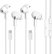 Wired Earbuds with Mic, Gaming Earbuds Noise Cancelling Ear Buds Corded Earbuds, in-Ear Headphones Wired Ear Buds, Plug in Earbuds Wired Compatible with iPhone 15 Apple Earbuds Snow White 2pcs