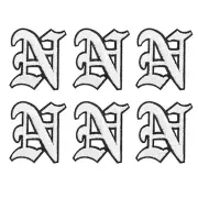 Iron on Letter Patches, 6Pcs Iron on Patches, Letter N Black White