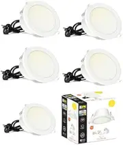 5 Pack HPM Alina LED Downlight 7watt Dimmable Tri-Colour - 90mm Cut Out + Flex&Plug