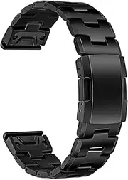 Compatible with Fenix 6X/6X Pro Band, 26mm Titanium Metal Quick Release Easy Fit Watch Strap with Double Button Clasp Compatible for Garmin Fenix 6X/6X Pro/5X/5X Plus/3/3HR