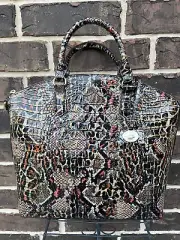 NWT Brahmin Large Duxbury Charisma Melbourne Satchel snake brown beige