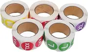 DOITOOL 5 Rolls Multi Color Clothing Stickers Durable Adhesive Labels Efficient Sorting for Round Decals for Organizing Clothing Inventory