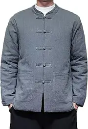 [Generic] Tai Chi Uniform Men Padded Tang Suit Jacket Warm Coat Thicken,Winter Chinese Men Retro Warm Coat Tang Suit,Chinese Clothes