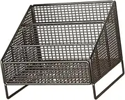 Records Display The Organizing Organizing Organizer Metal Holder Holder 3 Compartments Storage Rack for Album Brochure, Black, 26cmx22cmx24cm