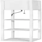 Floor Lamp Storage Shelf LED Wood Standing Reading Corner Light White