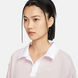 【NIKE 耐吉】上衣 女款 長袖上衣 運動 POLO衫 AS W NSW ESSNTL OS LS POLO 粉紫 FB8721-019