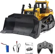Mostop Remote Control Bulldozer 1/16 Scale Full Functional Construction Vehicles RC Bulldozer for Kids, 9 Channel 2.4Ghz Remote Control Dozer Front Loader Tractor Bulldozer Toy with Light