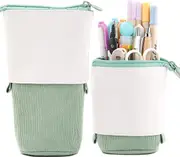Pen Pencil Telescopic Holder Stationery Case, PU Corduroy Stand-up Transformer Bag Colorful Organizer