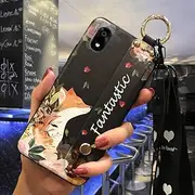 Phone Case Compatible with ZTE A402ZT/Kantan Sumaho4, Back Cover Anti-dust Wrist Strap Silicone Wristband Soft case Anti-Knock Flower Ring