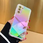Multi-Colored Iridescent Phone Case for Samsung Galaxy S23 Ultra Gradient Sparkly Clear Case Flexible TPU Shockproof Bumper Slim Fit Transparent Hard PC Back Cover,Color,for Samsung S22