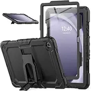 [SEYMAC stock] Case for Samsung Galaxy Tab A9 Plus 11 Inch 2023 with Screen Protector, Foldable Stand, Drop-Proof Function, Black