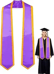 [Generic] Graduation Stole Satin Sash | Fashionale Plain Graduate Stole Student Graduation Stole - 72-Inch Long Unisex Plain Graduation Stole Adult Plain Stole for Women Men, Purple and Gold, Refer to
