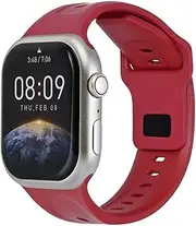 [CVPUWAPKR] Fluororubber Watch Band 45mm 49mm for Apple Watch Ultra 9 8 7 6 5 4 Durableand Waterproof(Red,42mm44mm45mm49mm)