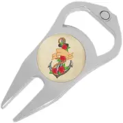 Anchor and Flowers Golf Ball Marker Divot Repair Tool Bottle Opener