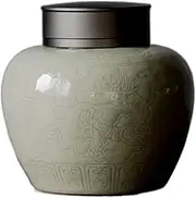 Decorative Chinese Retro Style Tea Tin Tea Storage Tea Caddy Tea Canister Tea Storage Container Tins Jar with Airtight Double Lids Porcelain Tea Jars, 500ML Container