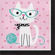 Creative Party Cat Disposable Napkins (Pack of 16) (UK Size: One Size) (Pink/White/Black)
