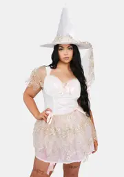 Plus White Magic Witch Costume Set