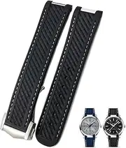 [BANDKIT] 20mm Curved Rubber Watch Strap Fit For Omega AT150 Aqua Terra Seamaster 300 Steel Deployment Buckle Watchband