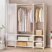 Portable Wardrobe Rack,Cloth Wardrobe,Portable Wardrobe, Canvas Wardrobe with Drawers Hangers Thickened Steel Pipe Sturdy and Durable, Clothes Wardrobe Meet Various Storage Needs Used for St
