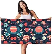 HTTUP Outer Space Planets Print Quick Dry Beach Towel Lightweight Oversized for Adults for Travel and Pool Towels