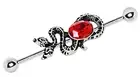 Body Accentz Industrial Barbell 316L Stainless Steel Two-Headed Snake Ruby Red C