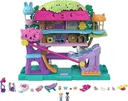 Polly Pocket Doll House with 2 Micro Dolls and Accessories, Toy Car, Funriture and 4 Pets, Expandable Pet Adventure House​​​​