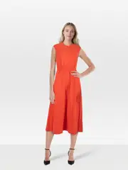 Red Cut Out Back Midi Dress