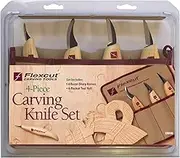 Flexcut Wood Carving Tools Set 4 Piece Carving Knife Set KN100, Whittling Knives Include Solid Ash Handle